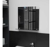 vidaXL Specchio da Parete con Mensola Arredi Casa Bagno Specchiera con Ripiano Mobili per Interni 40x40 cm in Vetro Temperato Quadrato Trasparente