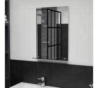 vidaXL Specchio da Parete con Mensola Specchiera da Muro con Ripiano Decorazioni per la Casa Accessori Decorativi 40x60 cm in Vetro Temperato