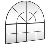 vidaXL Specchio da Parete Nero 100x90 cm Arco in Ferro, Specchio a Muro, Specchio a Parete ad Arco, Specchio da Salotto, Specchio