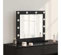vidaXL Specchio da toeletta con luci a LED Rovere Nero 60x55x18 cm