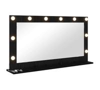 vidaXL Specchio da toeletta con luci LED Nero Rovere 100x55x18 cm