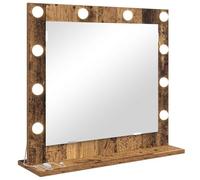 vidaXL Specchio da Vanità Legno Vecchio 60 x 55 x 18 cm Rettangolare | Luci LED fresche che ti permettono di vederti bene mentre ti prepari,
