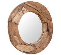 vidaXL Specchio Decorativo in Legno di Teak 80 cm Rotondo