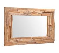 vidaXL Specchio decorativo in teak, realizzato a mano, con 4 ganci per appenderlo, specchio da parete, specchio decorativo, 90 x 60 cm