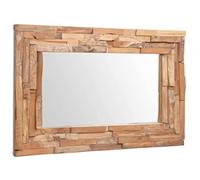 vidaXL Specchio decorativo in teak, realizzato a mano, con 4 ganci per appenderlo, specchio da parete, specchio decorativo, 90 x 60 cm