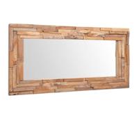 vidaXL Specchio decorativo in teak realizzato a mano con 4 ganci per appenderlo, specchio in legno, specchio decorativo da parete, 120 x 60 cm