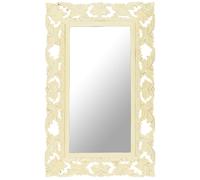 vidaXL Specchio Intagliato a Mano Bianco 80x50 cm in Massello di Mango