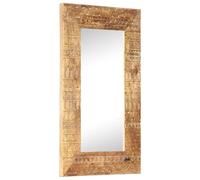 vidaXL Specchio Intagliato a Mano Bianco 80x50x2,5cm in Legno di Mango