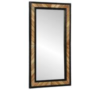 vidaXL Specchio Nero e Marrone 90 x 2 x 50 cm Legno Massello di Acacia