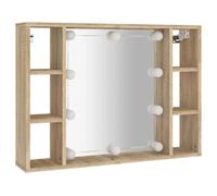 vidaXL Mobile a specchio Rovere Sonoma con LED 76x15x55 cm