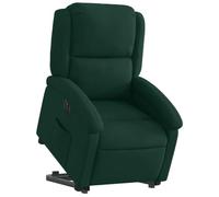 vidaXL Poltrona Alzapersona Reclinabile Elettrica Verde Scuro Velluto, poltrona reclinante alzapersona elettrica, poltrona reclinabile, poltrona motorizzata