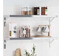 vidaXL Staffe per Mensola 4 pz 20x2,5x14 cm in Acciaio Inox Argento