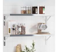 vidaXL Staffe per Mensola 4 pz 23,5x2,5x15,5cm in Acciaio Inox Argento, staffa per ripiano, staffa per mensola in metallo, supporto per ripiano