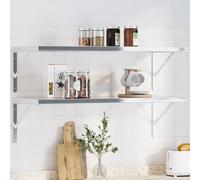 vidaXL Staffe per Mensola 4 pz 40x2,5x25 cm in Acciaio Inox Argento, staffa per ripiano, staffa per mensola in metallo, supporto per ripiano