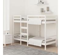 vidaXL Letto a Castello Bianco 90x200 cm in Legno Massello di Pino