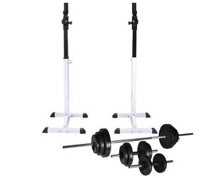vidaXL Stazione per Squat con Bilanciere e Set di Manubri da 30,5 kg