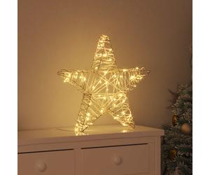 vidaXL Stella 3D 50 LED Bianco caldo 55 x 52.5 x 9 cm Rattan