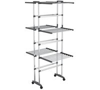 vidaXL Stendibiancheria a 3 Livelli con Ruote Argento 60x70x129 cm
