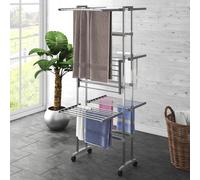 VIDAXL - Stendibiancheria a 3 Livelli con Ruote Argento 60x70x129 cm