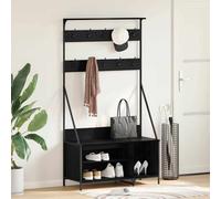 vidaXL Stendibiancheria con lo scaffale Rovere Nero 100 x 41 x 184 cm