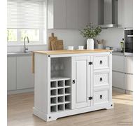 vidaXL Stoccaggio in cucina Bianco e Cera di Miele 112 x 70 x 91,5 cm