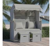 vidaXL Strandkorb con Cuscini in Polyrattan e Legno Massello Grigio