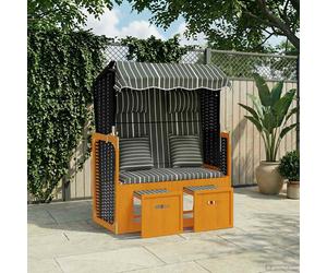 vidaXL Strandkorb con Cuscini Polyrattan Legno Massello Nero e Grigio