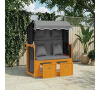 Strandkorb con Cuscino Polyrattan Legno Massello Nero Antracite