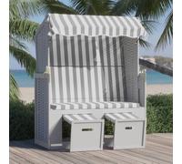 vidaXL Strandkorb con Tettoia Polyrattan Legno Massello Grigio Bianco