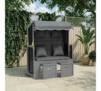 Strandkorb Cuscini Polyrattan e Legno Massello Antracite e Nero
