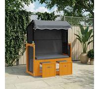 vidaXL Strandkorb e Tettoria Polyrattan Legno Massello Nero Antracite