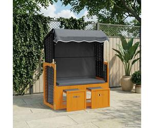 vidaXL Strandkorb e Tettoria Polyrattan Legno Massello Nero Antracite