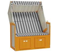 vidaXL Strandkorb Tettoia Polyrattan e Legno Massello Bianco e Grigio