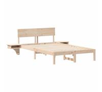 vidaXL Struttura del Letto 120 x 200 cm in Legno di Pino Marrone, con testiera Integrata e tavolini Laterali. È per Uso Interno, Si Monta Facilmente e Non Serve la Rete a Molle. Ha Un Design Moderno
