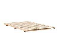 vidaXL Struttura del Letto 140 x 190 cm in Pino massello, Colore Marrone, Basso Profilo, Senza Rete. Facile da Montare in Due, Finitura Opaca, Stile Japandi. Letto Minimalista per Interni, Design re