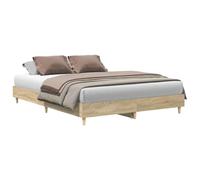 vidaXL Struttura del letto 2 pcs Sonoma 152 x 203 cm Legno multistrato, Letto piattaforma minimalista, in legno resistente, arredo supportivo, linee pulite, senza rete a doghe