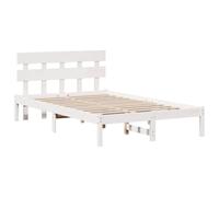 vidaXL Struttura del Letto Bianco 120 x 200 cm Legno massello di Pino, Letto in Legno Massiccio Moderno e Resistente, testiera Funzionale per la Tua Camera da Letto