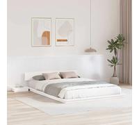 vidaXL Struttura Letto a Terra con Tavolini Bianchi 140X200Cm Legno Massello Design Integrato Soluzione di Archiviazione Mobili per Camera da Letto Adulti Stile Giapponese Durevole Minimalista
