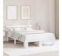 vidaXL Struttura Letto con Testiera 160X200 cm Legno Massello di Pino Finitura Bianca Design Minimalista Niente Boxspring Necessario Robusta Durevole Piattaforma per Adulti Moderna Elegante