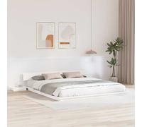 vidaXL Struttura letto a terra 200x200 cm Legno massello Bianco stile giapponese con tavolini