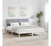 vidaXL Struttura del Letto Bianco e grigio chiaro 200 x 200 cm