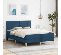 vidaXL Struttura del letto Blu 140 x 200 cm Poliestere, Set up per camera da letto moderno, struttura letto resistente, supporto materasso in schiuma rettangolare, arredamento contemporaneo elegante,