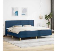 vidaXL Struttura del letto Blu 200 x 200 cm Poliestere, Set up per camera da letto moderno, struttura letto resistente, supporto materasso in schiuma rettangolare, arredamento contemporaneo elegante,
