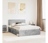 vidaXL Struttura del letto Calcestruzzo 140 x 190 cm Pino massello