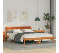 vidaXL Struttura Letto Piattaforma con testiera 160 x 200 cm in Legno di Pino massello, Colore Marrone Cera. Ha Illuminazione LED USB, è Facile da Montare e ha Un Design Moderno. Non Richiede Matera