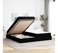 vidaXL Struttura del letto con archiviazione Nero 200 x 200 cm Tessuto