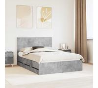 vidaXL Struttura del letto con cassetto Grigio cemento 140 x 200 cm