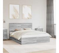 vidaXL Telaio letto Sonoma grigio 160 x 200 cm ingegneri in legno, set camera da letto moderno, telaio cooole, mobili eleganti, look minimalista, supporto ergonomico materasso