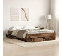 vidaXL Struttura del letto con cassetto Legno vecchio 135 x 190 cm