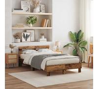 vidaXL Struttura del Letto con testiera Legno Vecchio 120 x 190 cm, Letto Moderno, Mobile da Camera Resistente, LED con USB, Design Chic e Stiloso, Uso Multiplo Rettangolare